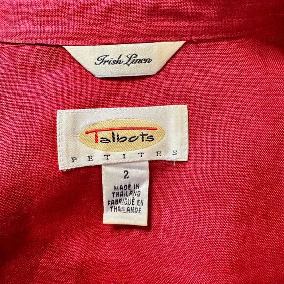 Talbots Red Vintage Irish Linen Sleeveless Button-Down Midi Dress Size Petite 2 - Picture 4 of 9